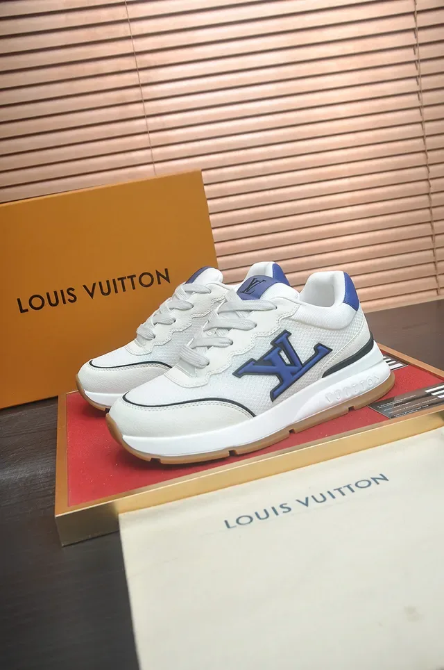 Louis Vuitton Blanc Bleu Semelle Chunky Plateforme Maille Et Synthétique Supérieur Sneakers Lifestyle 4