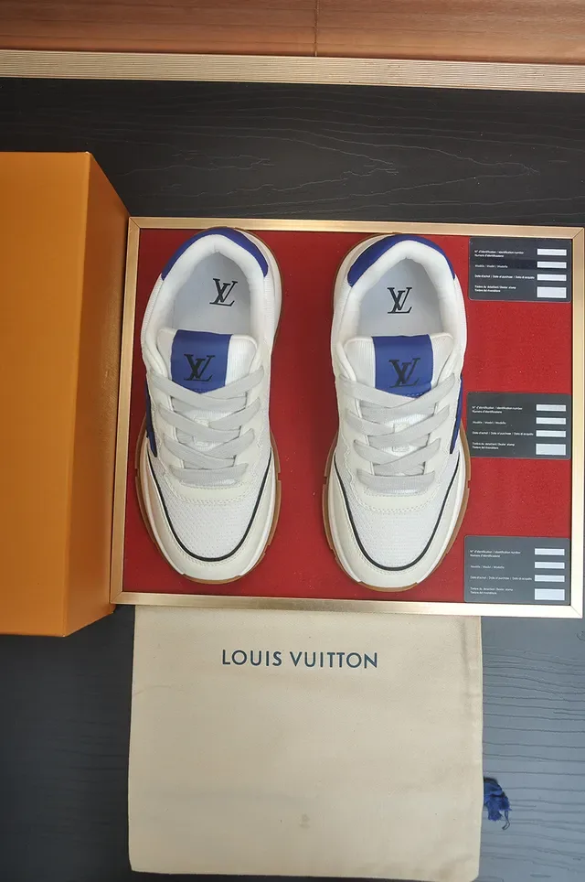 Louis Vuitton Blanc Bleu Semelle Chunky Plateforme Maille Et Synthétique Supérieur Sneakers Lifestyle 5