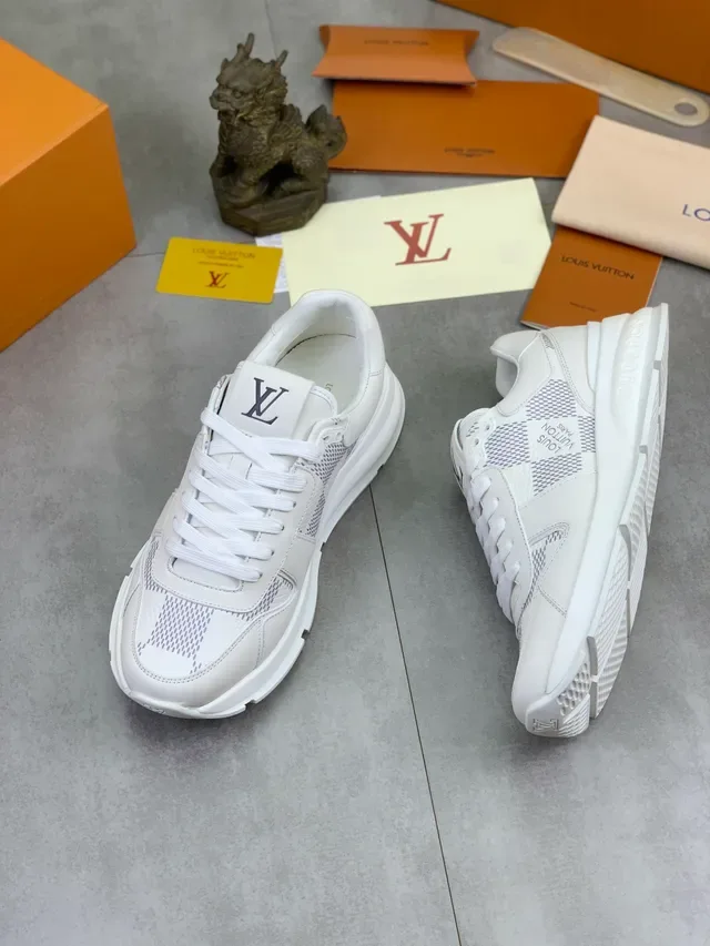 Louis Vuitton Branco e Cinza Low-Top Couro e Textil Lifestyle Sneakers 4