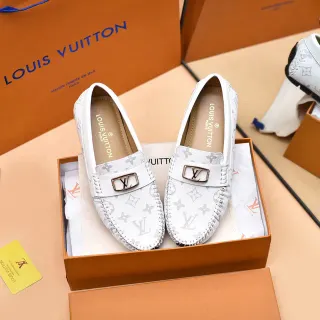 Louis Vuitton أبيض رمادي جلد مطبوع بمونوجرام LV شعار بكل لوفر