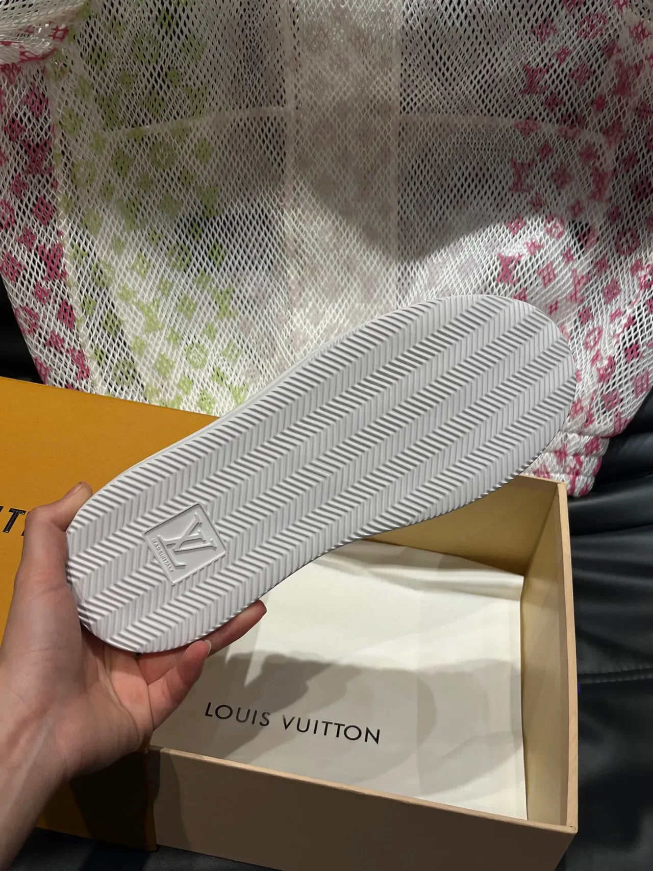 Louis Vuitton White Gray Perforated Monogram Side Logo Embossed LV Suede Lifestyle Sneakers 9
