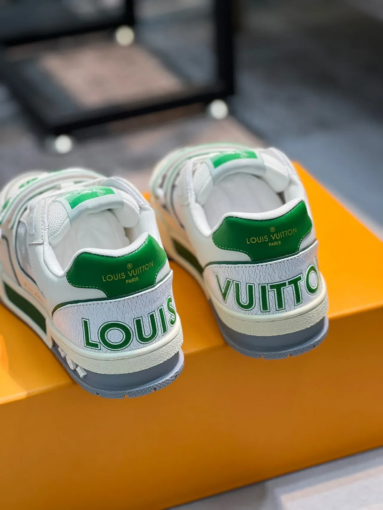 Louis Vuitton White Green Low-Top Monogram Strap Lifestyle Sneakers 2