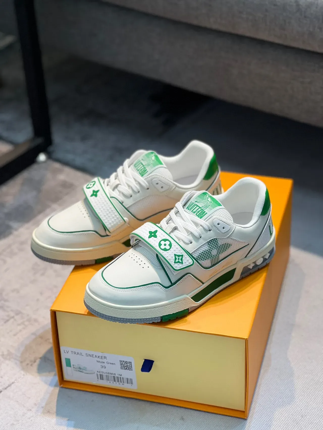 Louis Vuitton White Green Low-Top Monogram Strap Lifestyle Sneakers 6