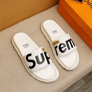 Louis Vuitton x Supreme White Monogram Slide Slippers
