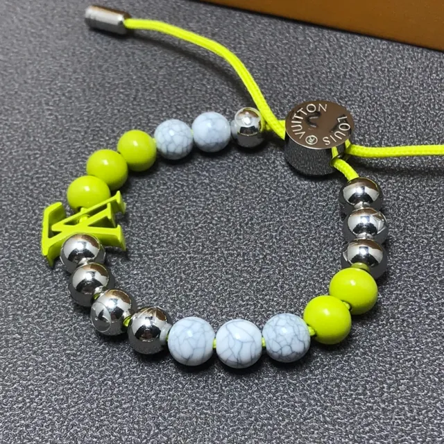 Louis Vuitton Yellow White Adjustable Cord Closure Mixed-Material Beads Bracelet 4