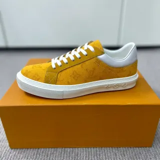 Louis Vuitton Sneakers Lifestyle Monogrammées Jaune Blanc Toile Basse
