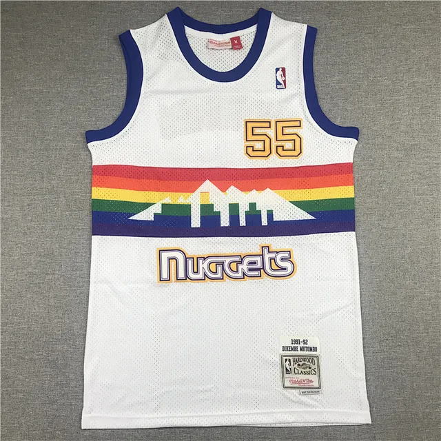 Mitchell & Ness 1991-92 Dikembe Mutombo Hardwood Classics Maillot Blanc Arc-en-ciel Montagne 2