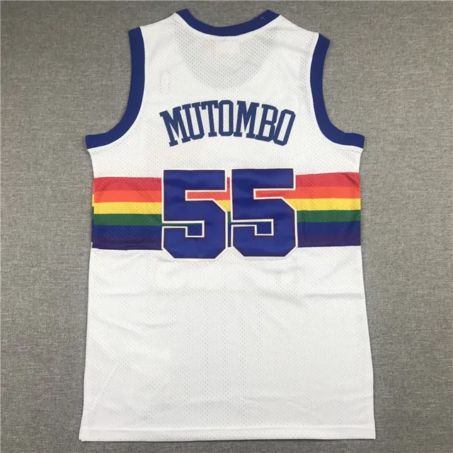 Mitchell & Ness 1991-92 Dikembe Mutombo Hardwood Classics Maillot Blanc Arc-en-ciel Montagne 3
