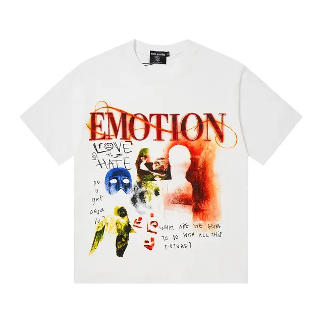 Mixed Emotion Emotion ग्राफिक प्रिंट सफेद टी-शर्ट 3