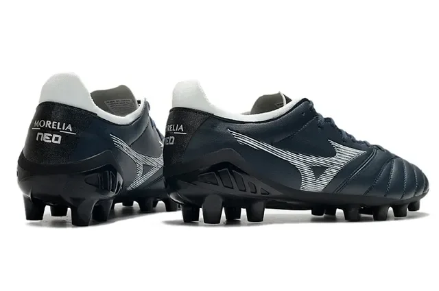 Mizuno Black White Quilted Leather Upper Stitched Panel Construction Firm-Ground Soccer Shoes 5