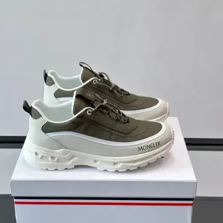 Moncler Army Green White Olive Textile Upper Sculpted Midsole Sneakers