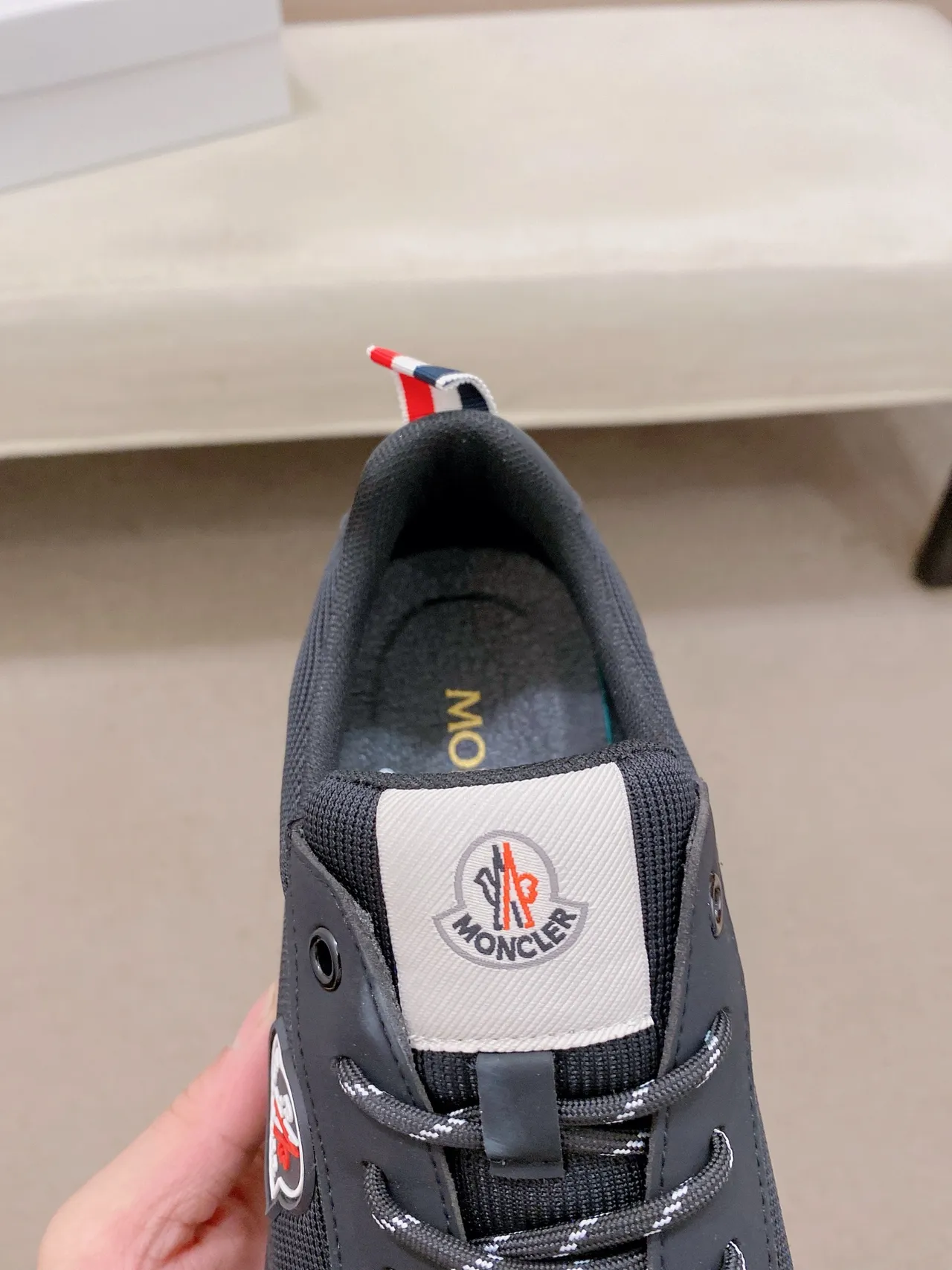 Moncler Tênis Preto Azul Com Upper De Malha-Sintético, Solado Médio Esculpido Em Camadas, Solado Espesso 5
