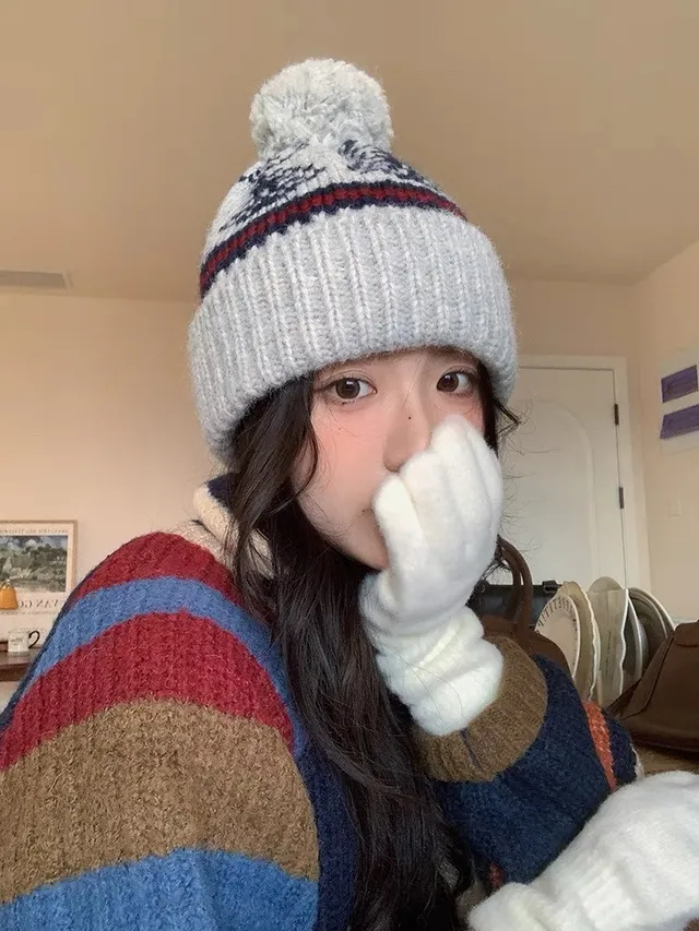 Moncler 灰海军 罗纹针织袖口 混色羊毛 针织帽 2