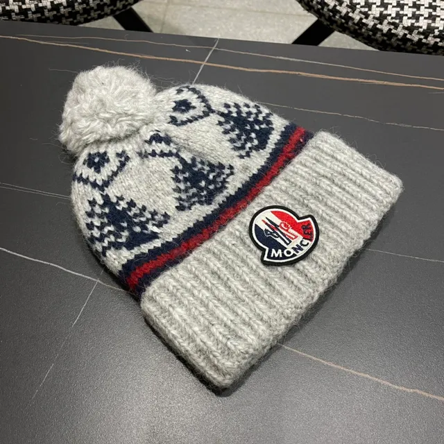 Moncler 灰海军 罗纹针织袖口 混色羊毛 针织帽 5