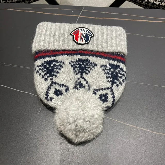 Moncler 灰海军 罗纹针织袖口 混色羊毛 针织帽 6