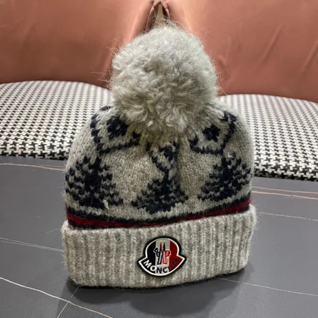 Moncler 灰海军 罗纹针织袖口 混色羊毛 针织帽 9