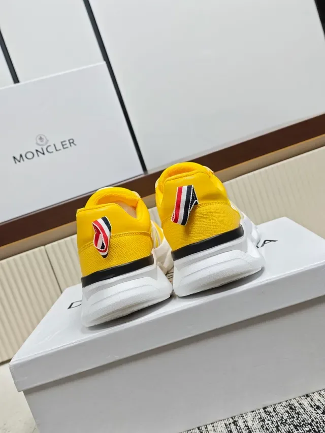 Moncler Yellow White Chunky Open-Cell Midsole Reflective Strap Detailing Lifestyle Sneakers 3