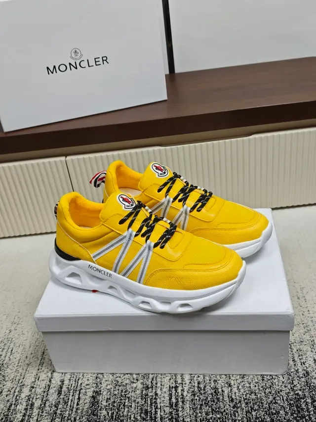 Moncler Yellow White Chunky Open-Cell Midsole Reflective Strap Detailing Lifestyle Sneakers 4
