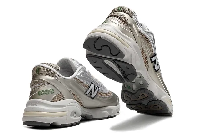 New Balance 1000 Metallic Silver Beige Chunky Sneakers 3