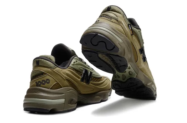 New Balance 军绿色棕色厚底中底分层合成和麂皮鞋面生活方式运动鞋 3