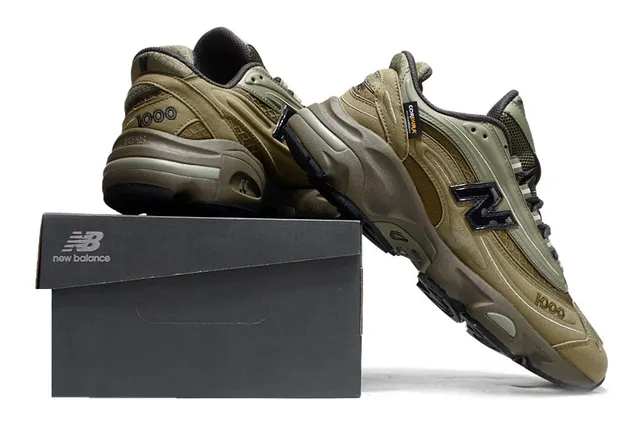 New Balance 军绿色棕色厚底中底分层合成和麂皮鞋面生活方式运动鞋 6