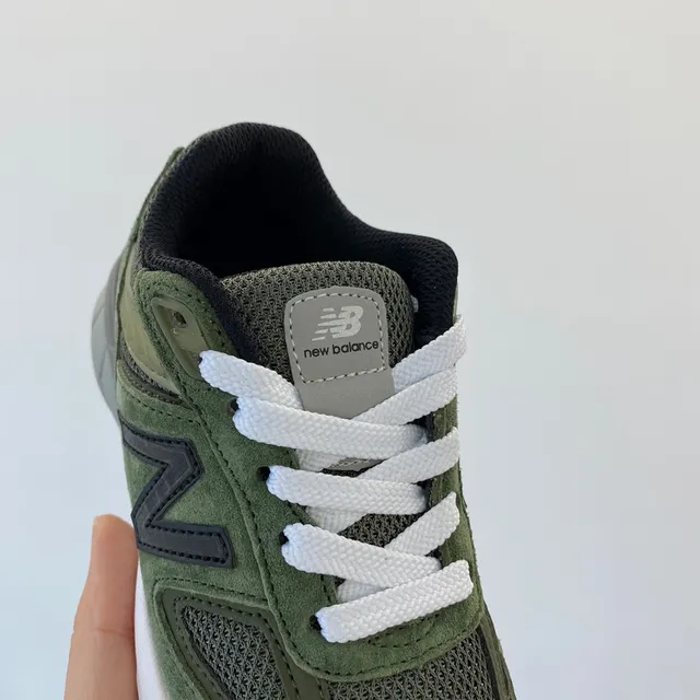 New Balance Army Green White Olive Suede And Mesh Upper Laces Midsole Lifestyle Sneakers 2