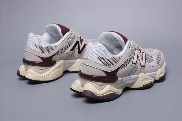 New Balance Beige Burdeos Chunky Retro Runner Malha-Camuça Híbrido Superior Tênis Lifestyle 3