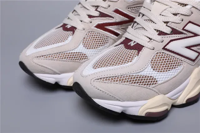 New Balance Beige Burdeos Chunky Retro Runner Malha-Camuça Híbrido Superior Tênis Lifestyle 4