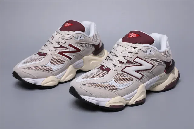New Balance Beige Burdeos Chunky Retro Runner Malha-Camuça Híbrido Superior Tênis Lifestyle 5