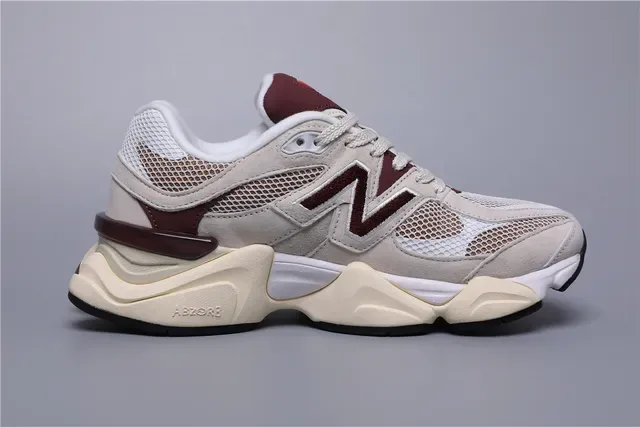 New Balance Beige Burdeos Chunky Retro Runner Malha-Camuça Híbrido Superior Tênis Lifestyle 8