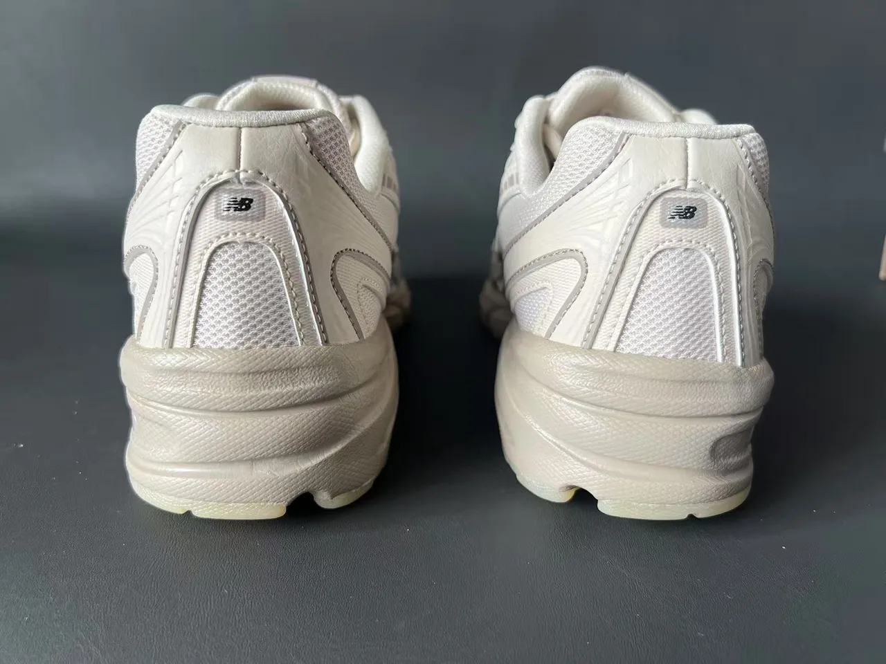 New Balance Beige Gray Midsole Mesh And Synthetic Overlay Chunky Sneakers 5