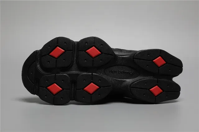New Balance أسود أحمر كعب سميك مصمم منتصف شبكة و جلد ناعم علوي نمط حياة حذاء 6