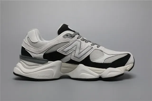 New Balance رمادي أسود كتلي غير متناظر كعب شبكة و جلد مدبب ترصيع حياة أحذية رياضية 8