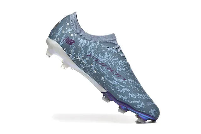 New Balance 灰紫低帮针织鞋面不对称系带 Firm-Ground 足球鞋 3