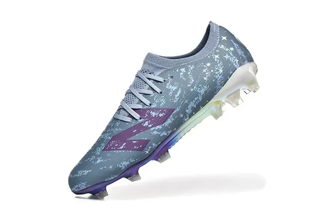 New Balance 灰紫低帮针织鞋面不对称系带 Firm-Ground 足球鞋 4