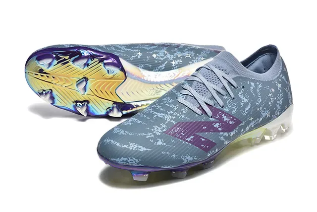 New Balance 灰紫低帮针织鞋面不对称系带 Firm-Ground 足球鞋 6