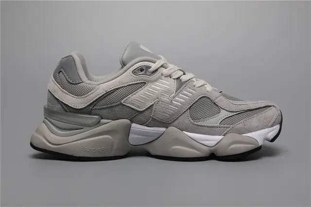 New Balance رمادي أبيض سميك منحوت وسط حذاء شبكي ومخملي أعلى أحذية أسلوب حياة 8