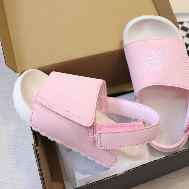 New Balance Kids Slide Sandals Pink White Beige Black Casual Sandals 6