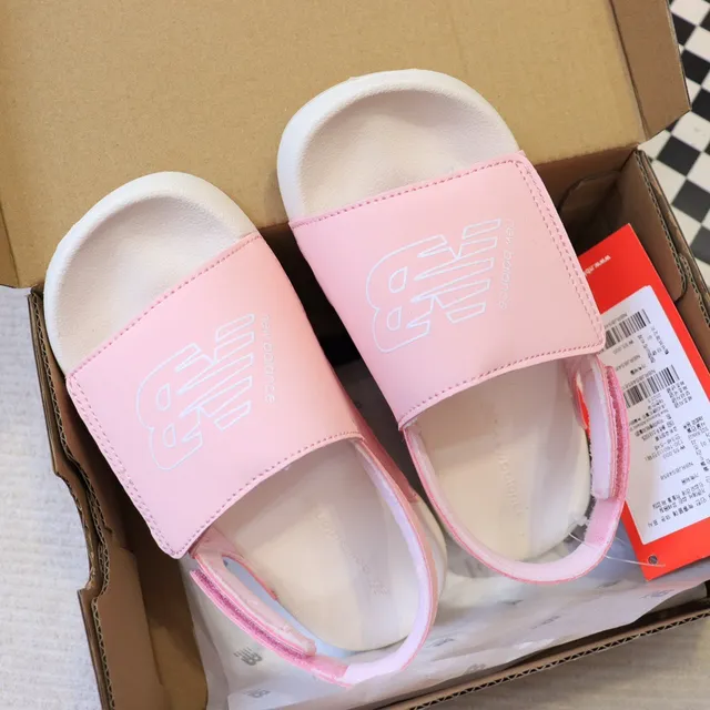 New Balance Kids Slide Sandals Pink White Beige Black Casual Sandals 10