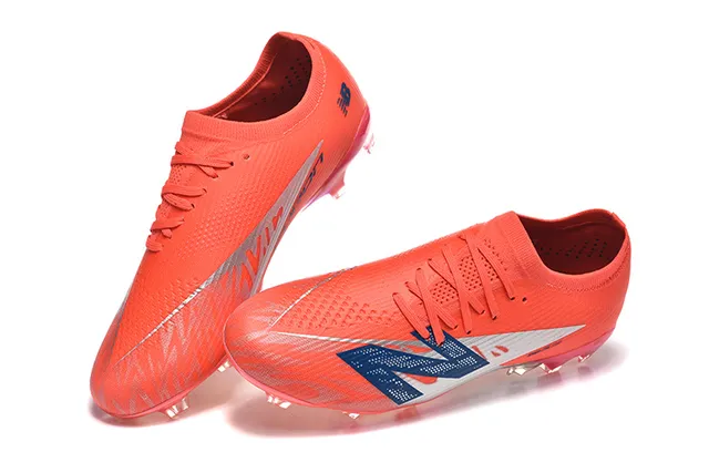 New Balance أحذية كرة القدم برتقالي أزرق منخفض القطع upper يناسب الجورب نظام الرباط غير المتماثل أرضية صلبة 2