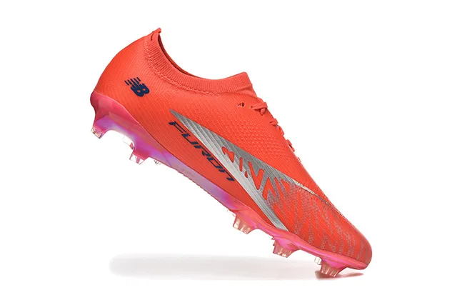 New Balance أحذية كرة القدم برتقالي أزرق منخفض القطع upper يناسب الجورب نظام الرباط غير المتماثل أرضية صلبة 3