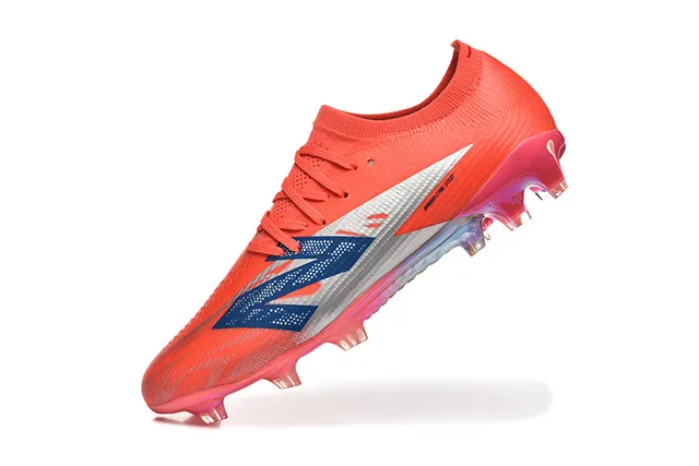 New Balance أحذية كرة القدم برتقالي أزرق منخفض القطع upper يناسب الجورب نظام الرباط غير المتماثل أرضية صلبة 4