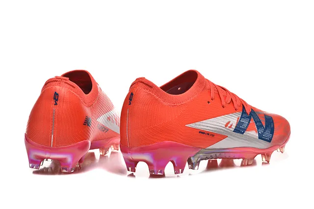 New Balance أحذية كرة القدم برتقالي أزرق منخفض القطع upper يناسب الجورب نظام الرباط غير المتماثل أرضية صلبة 5