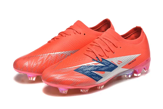 New Balance أحذية كرة القدم برتقالي أزرق منخفض القطع upper يناسب الجورب نظام الرباط غير المتماثل أرضية صلبة 8