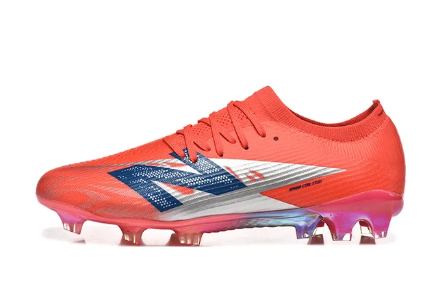 New Balance أحذية كرة القدم برتقالي أزرق منخفض القطع upper يناسب الجورب نظام الرباط غير المتماثل أرضية صلبة 10