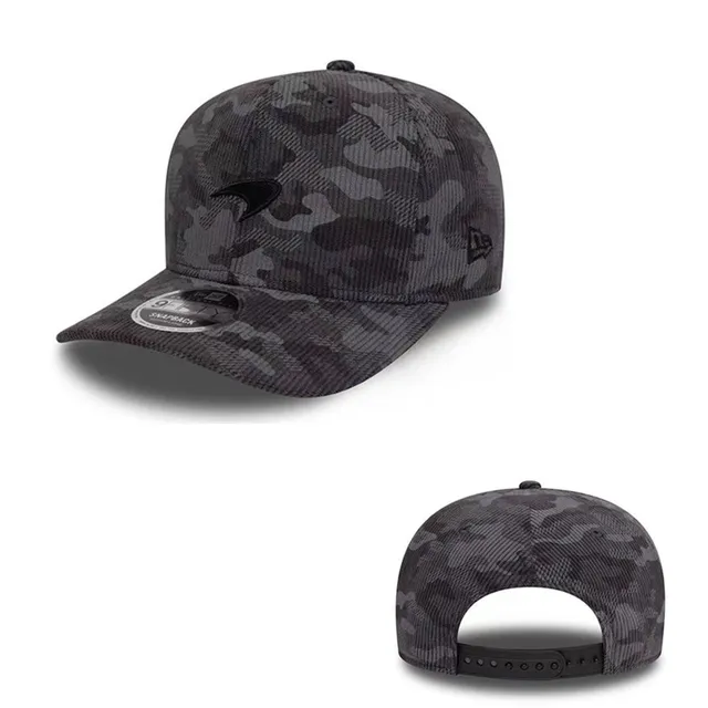 New Era Beige Blue Structured Six-Panel Flat Brim Baseball Cap 8