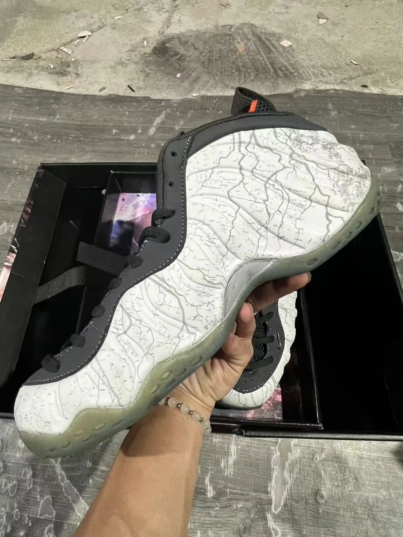 Nike Air Foamposite One Crackle White Black Lifestyle Sneakers 5