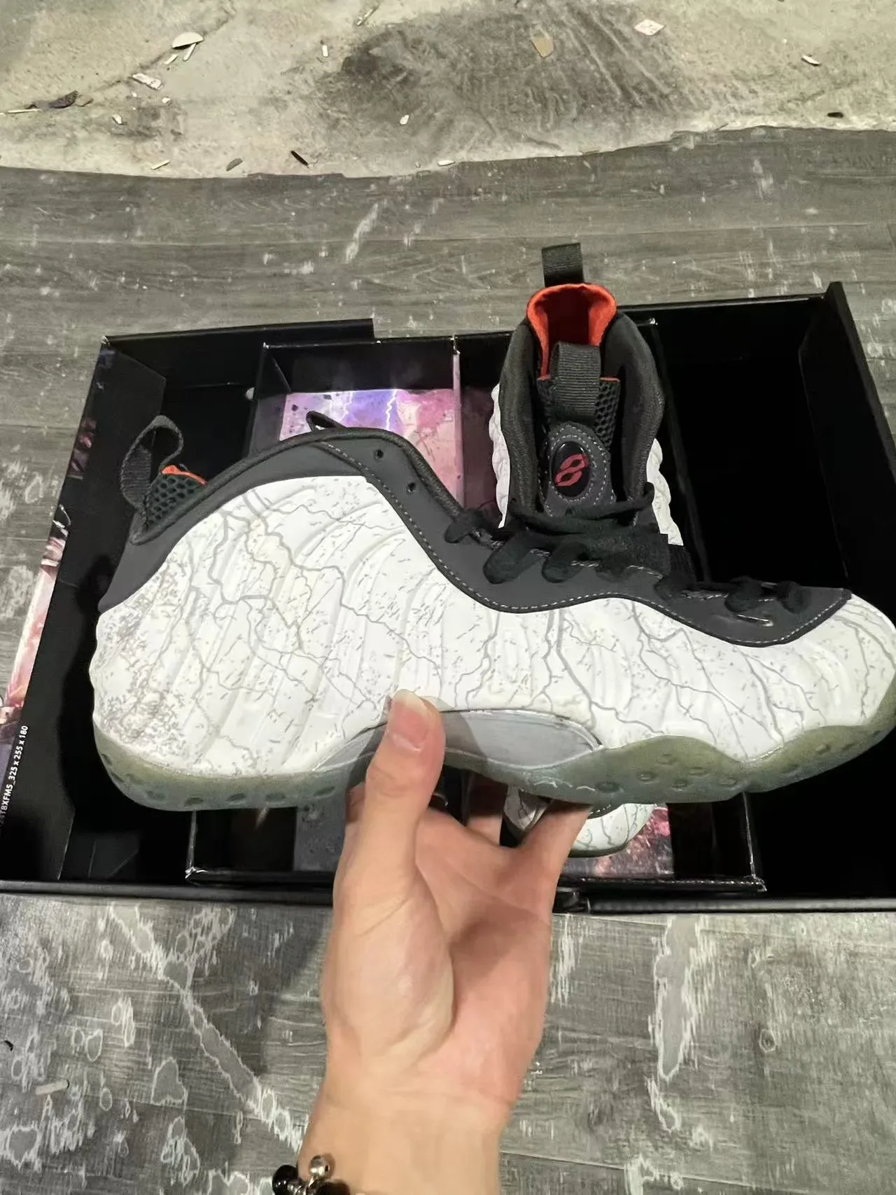 Nike Air Foamposite One Crackle White Black Lifestyle Sneakers 7