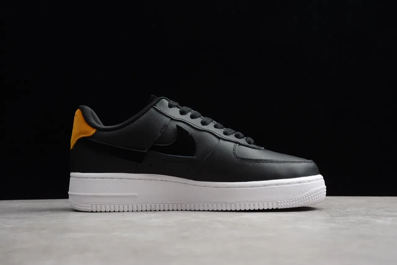 Nike Air Force 1 Black White Mustard Yellow Tênis lifestyle 14