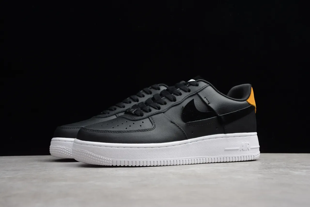 Nike Air Force 1 Black White Mustard Yellow Tênis lifestyle 15